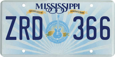 MS license plate ZRD366