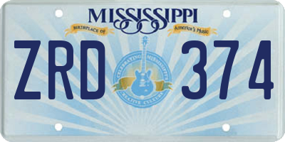 MS license plate ZRD374