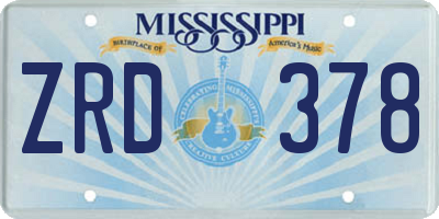 MS license plate ZRD378