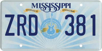 MS license plate ZRD381