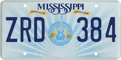 MS license plate ZRD384