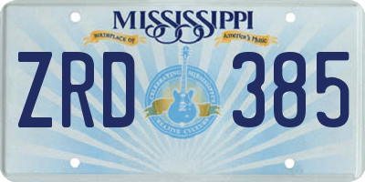 MS license plate ZRD385