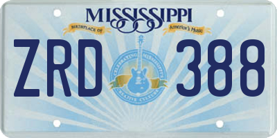 MS license plate ZRD388