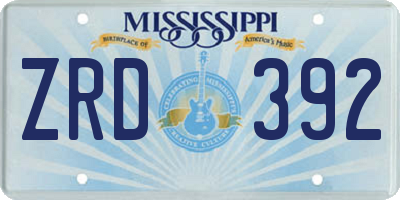 MS license plate ZRD392