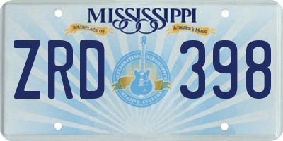 MS license plate ZRD398