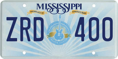 MS license plate ZRD400