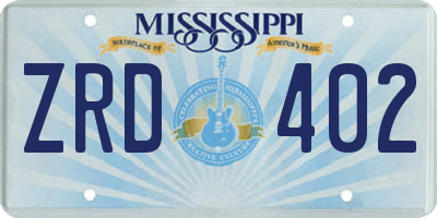 MS license plate ZRD402