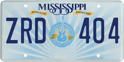 MS license plate ZRD404