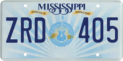 MS license plate ZRD405