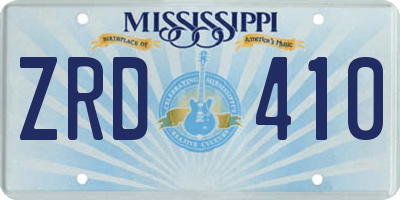 MS license plate ZRD410