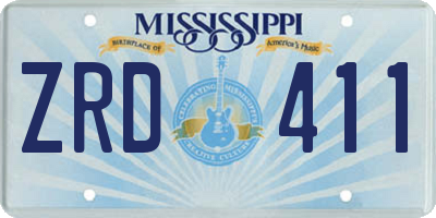 MS license plate ZRD411