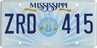MS license plate ZRD415