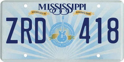 MS license plate ZRD418