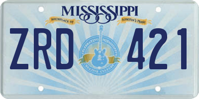 MS license plate ZRD421