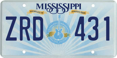 MS license plate ZRD431
