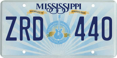 MS license plate ZRD440