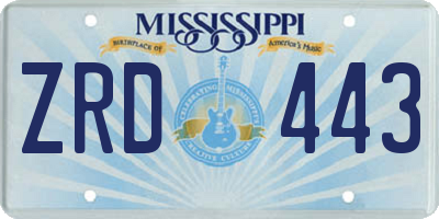 MS license plate ZRD443