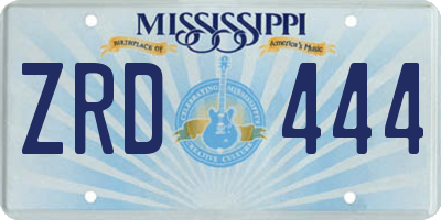 MS license plate ZRD444