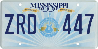 MS license plate ZRD447