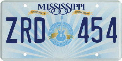 MS license plate ZRD454