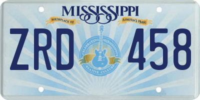 MS license plate ZRD458
