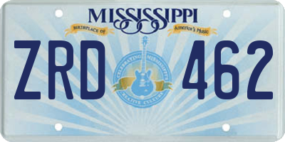 MS license plate ZRD462
