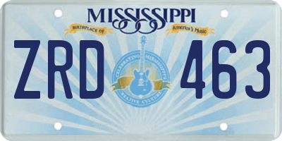 MS license plate ZRD463