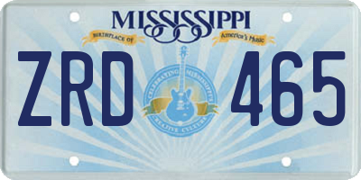 MS license plate ZRD465