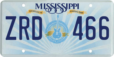 MS license plate ZRD466
