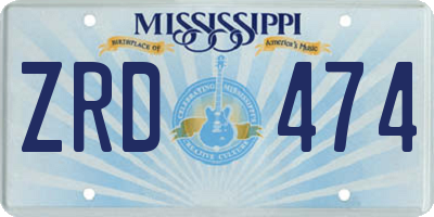 MS license plate ZRD474