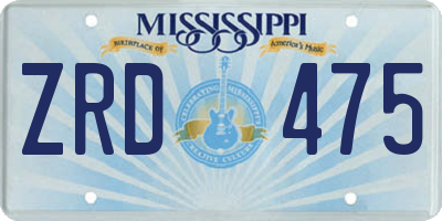 MS license plate ZRD475