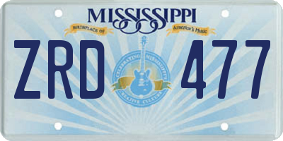 MS license plate ZRD477