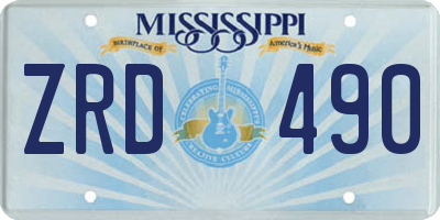 MS license plate ZRD490