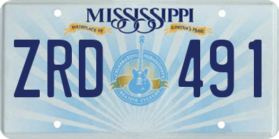 MS license plate ZRD491