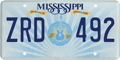 MS license plate ZRD492