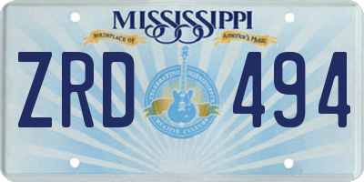 MS license plate ZRD494