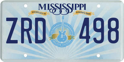 MS license plate ZRD498