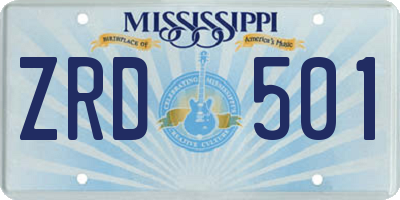 MS license plate ZRD501