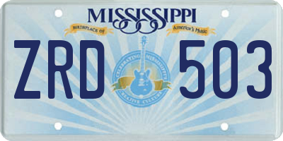 MS license plate ZRD503