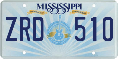MS license plate ZRD510
