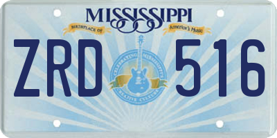 MS license plate ZRD516