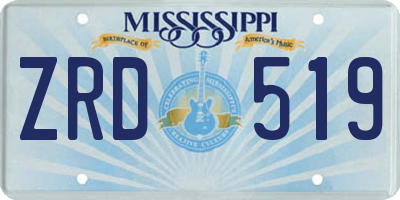 MS license plate ZRD519
