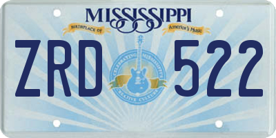 MS license plate ZRD522
