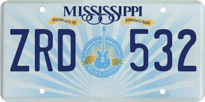 MS license plate ZRD532