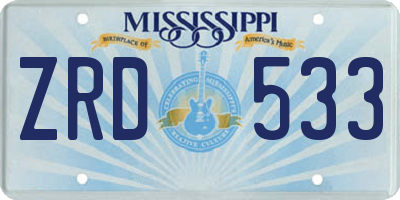MS license plate ZRD533
