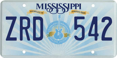 MS license plate ZRD542