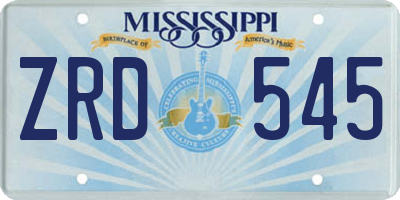 MS license plate ZRD545