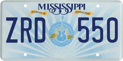 MS license plate ZRD550
