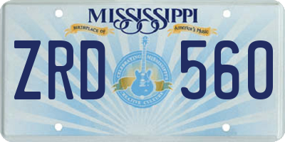 MS license plate ZRD560