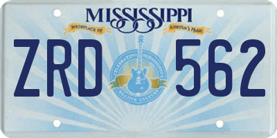 MS license plate ZRD562